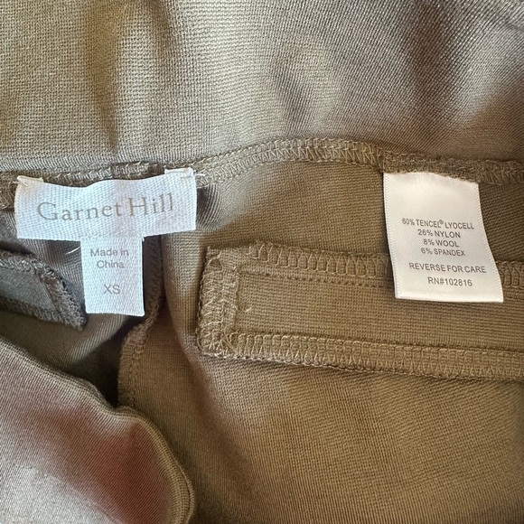 Garnet Hill Pull-on Tencel Trousers, straight leg, khaki color, size XS - Picture 3 of 5